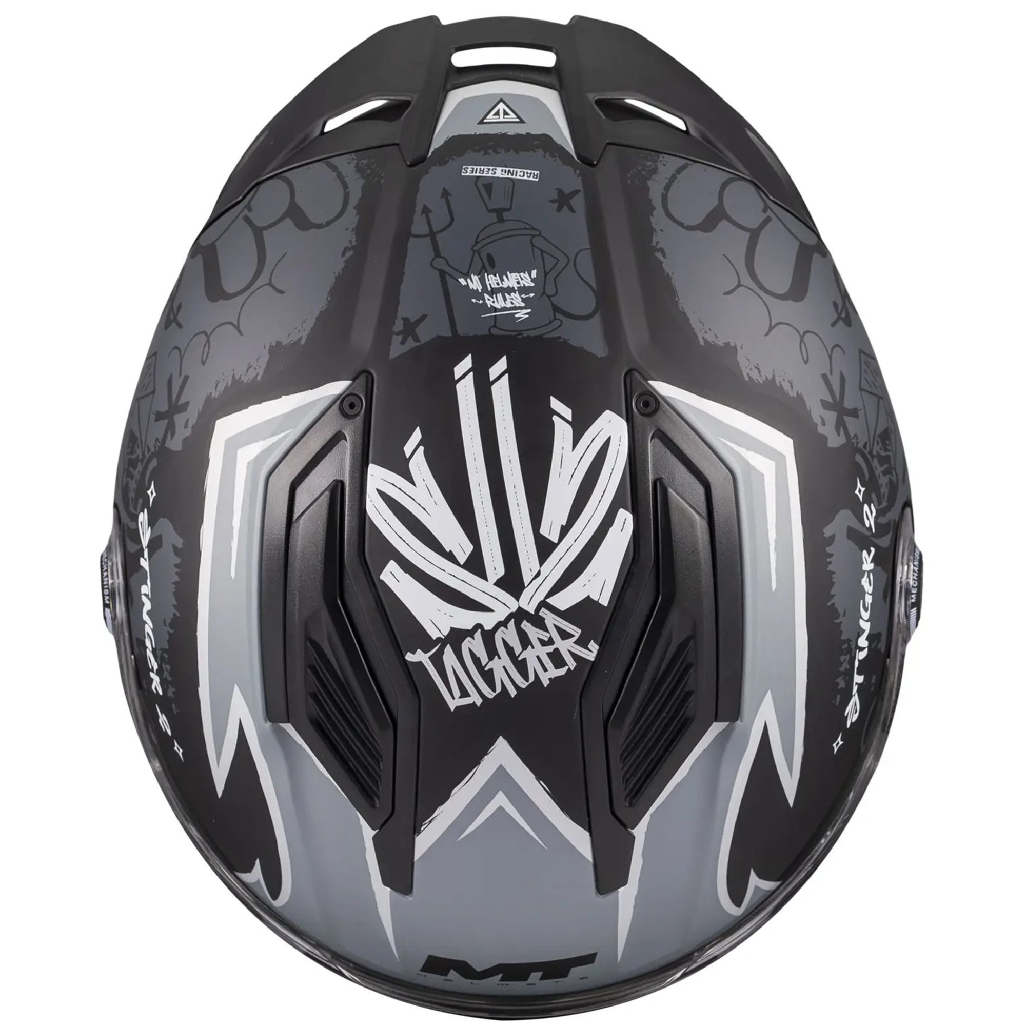 MT Stinger 2 Kids Tagger Motorcycle Helmet - Black Grey 5
