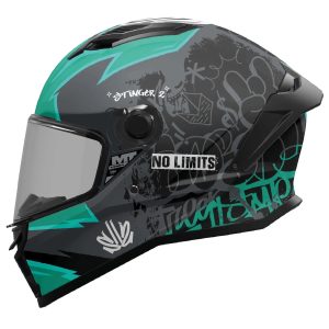 MT Stinger 2 Trigger Motorcycle Helmet - Matt Black Green 1