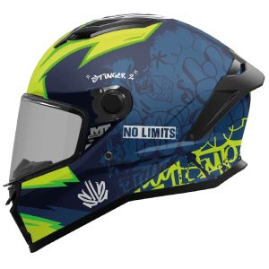 MT Stinger 2 Trigger Motorcycle Helmet - Matt Blue Fluo 1