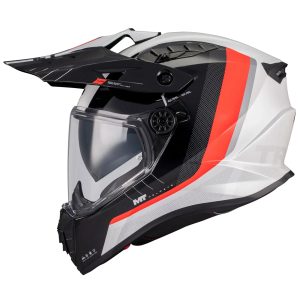 MT Track Nomad Motorcycle Helmet White Black Red 1