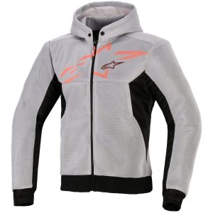 Alpinestars Chrome Superairflow Motorcycle Hoodie Black Mid Grey Red Fluo 1