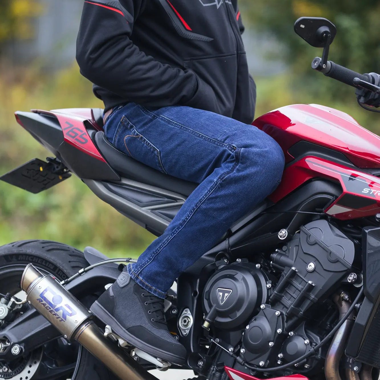 Oxford Original Tailor AA Straight Motorcycle Jeans - Indigo Lifestyle 3