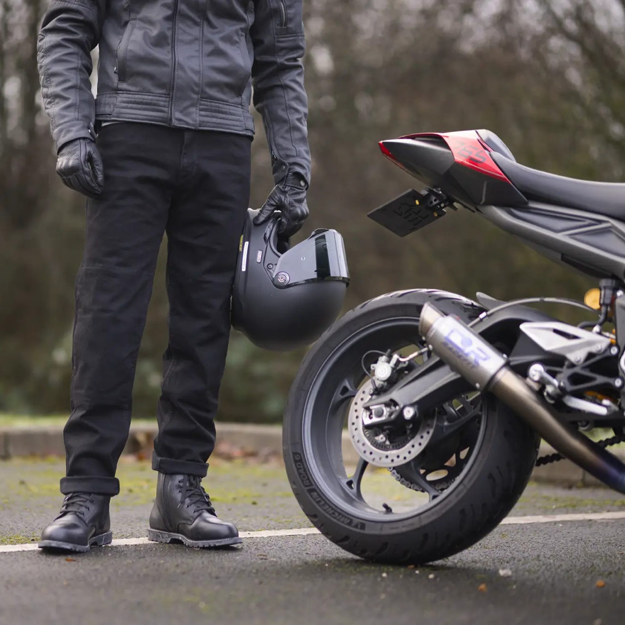 Oxford Tailor AA Slim Motorcycle Jeans - Black Lifestyle 1