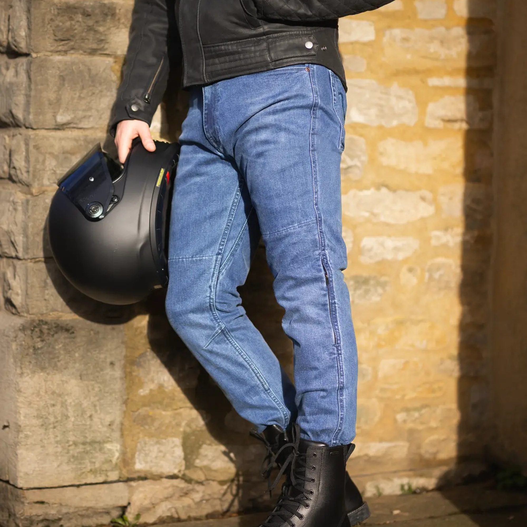 Oxford Tailor AA Slim Motorcycle Jeans - Mid Blue Lifestyle 1