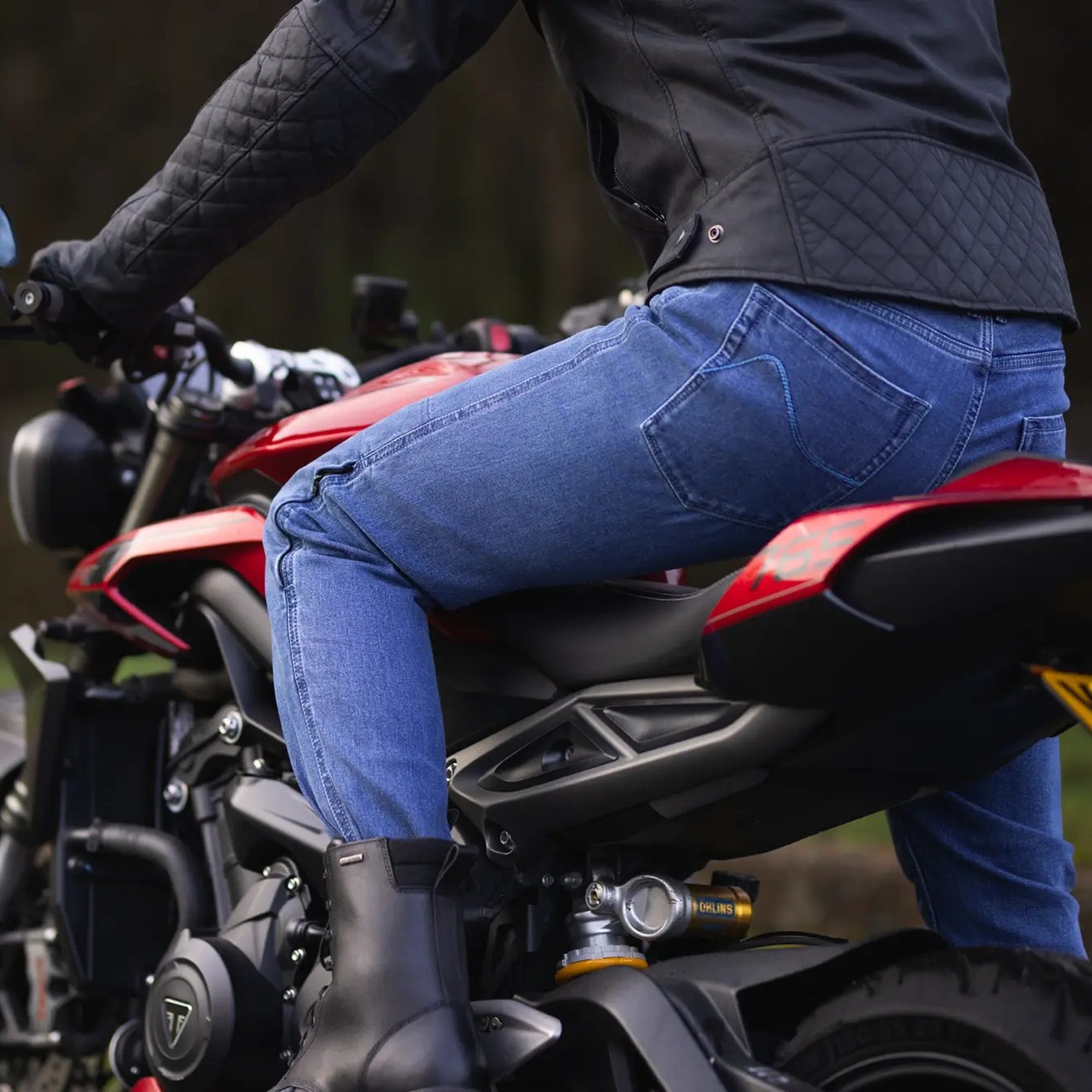 Oxford Tailor AA Slim Motorcycle Jeans - Mid Blue Lifestyle 2