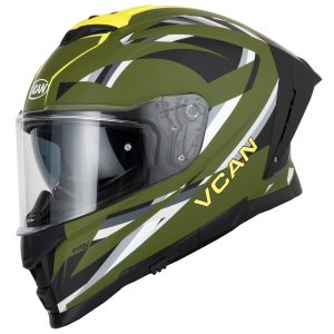 Vcan H162 Lifeforce Motorcycle Helmet Green 1
