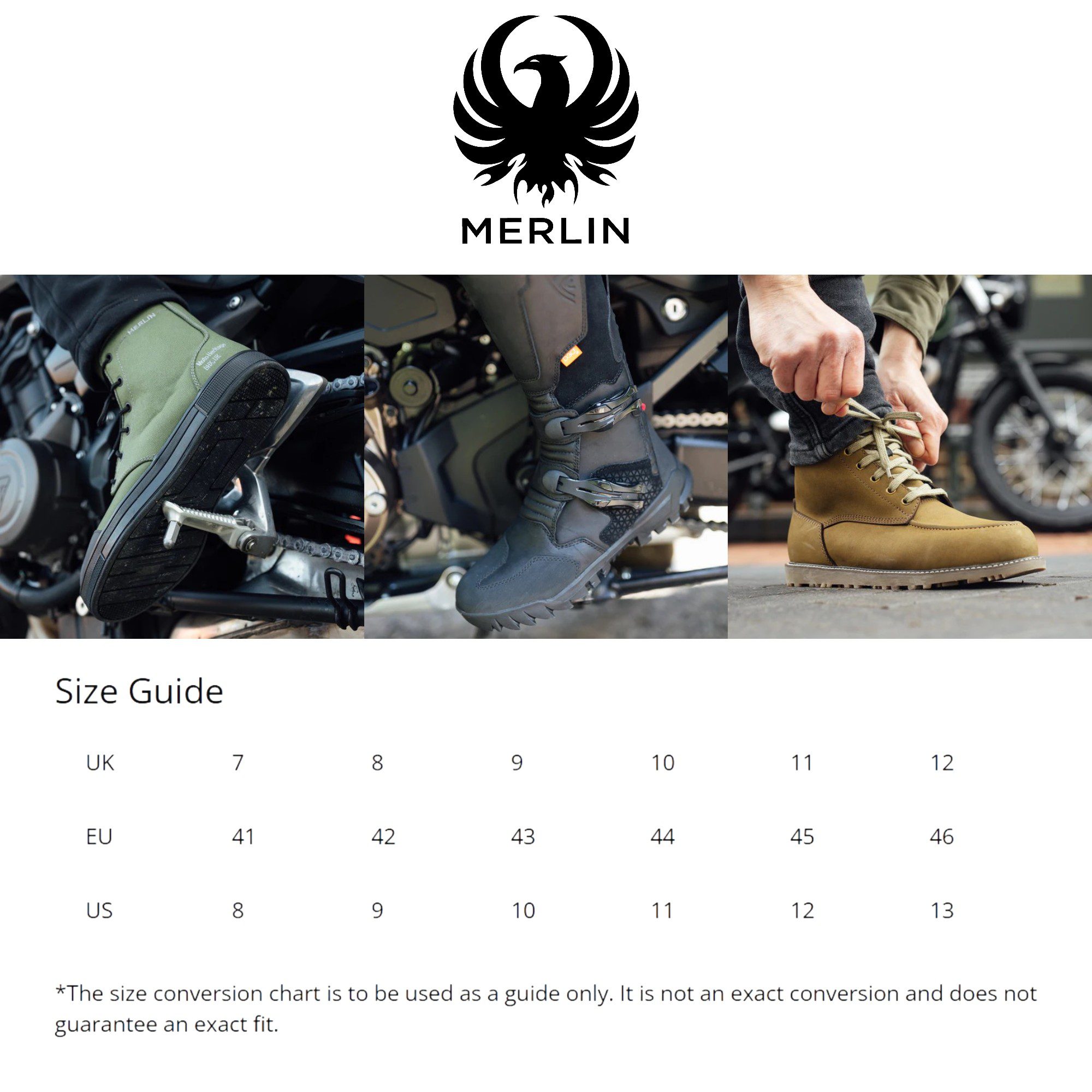 Merlin Mens Motorcycle Boots Size Guide