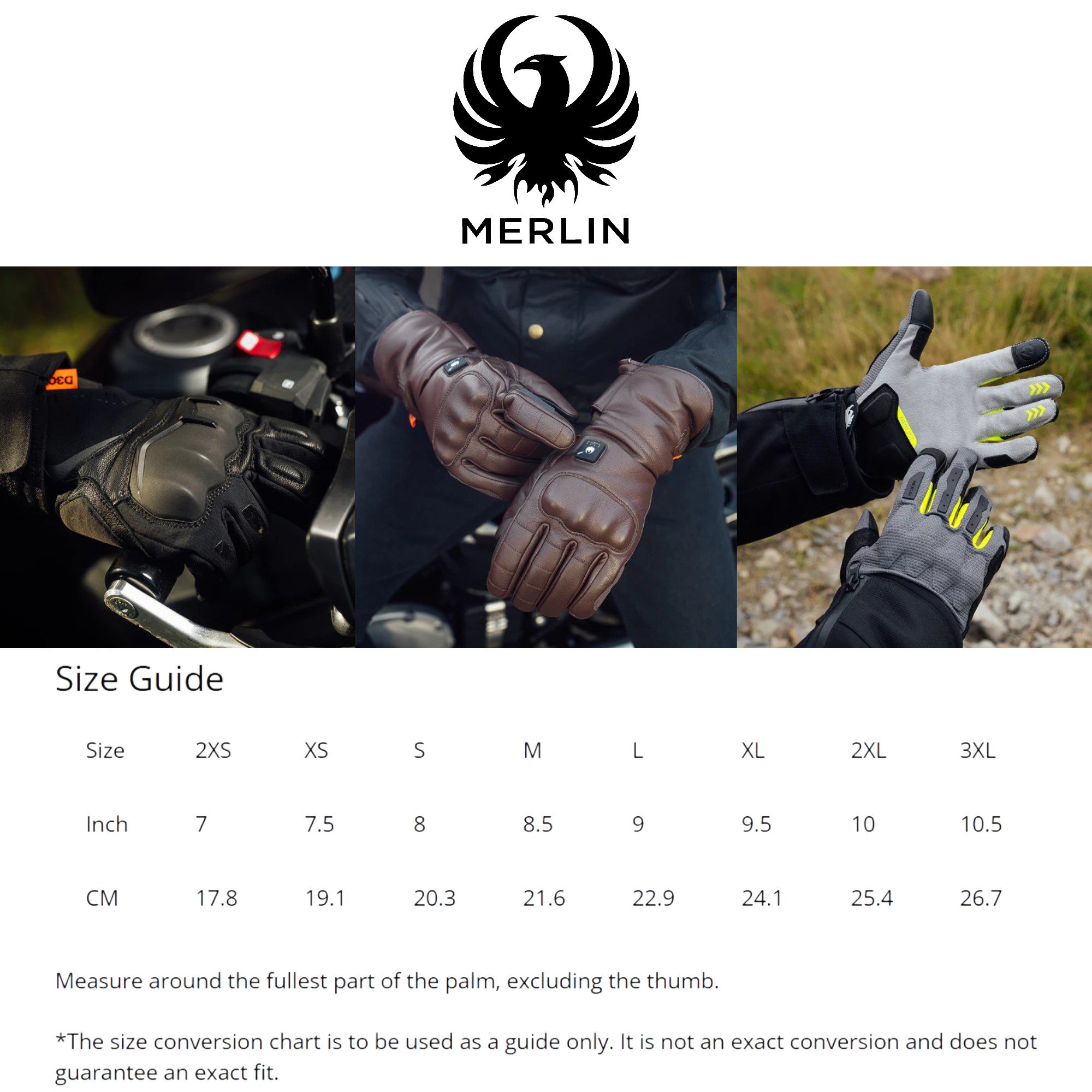 Merlin Mens Motorcycle Gloves Size Guide