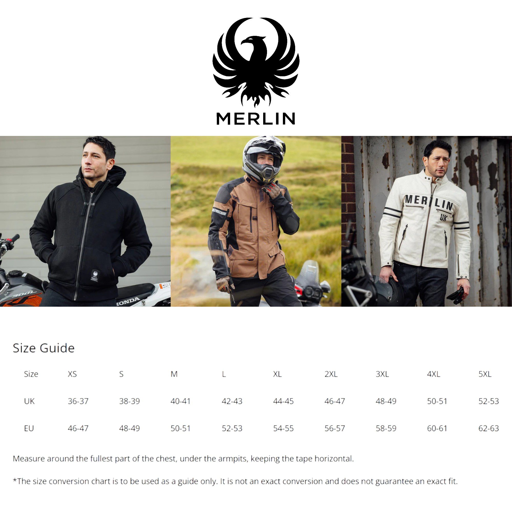 Merlin Mens Motorcycle Jacket Size Guide