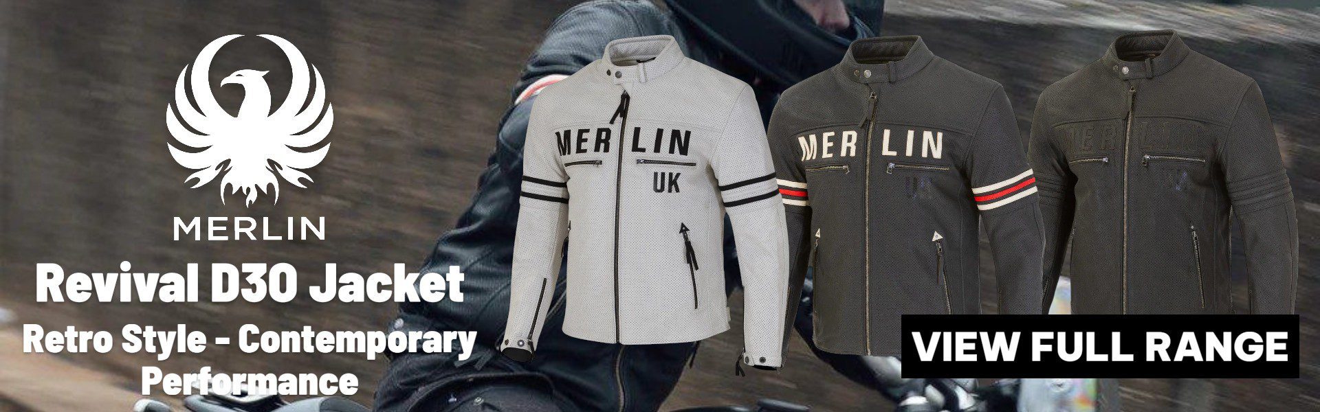 Merlin Revival D3O Leather Motorcycle Jacket Banner