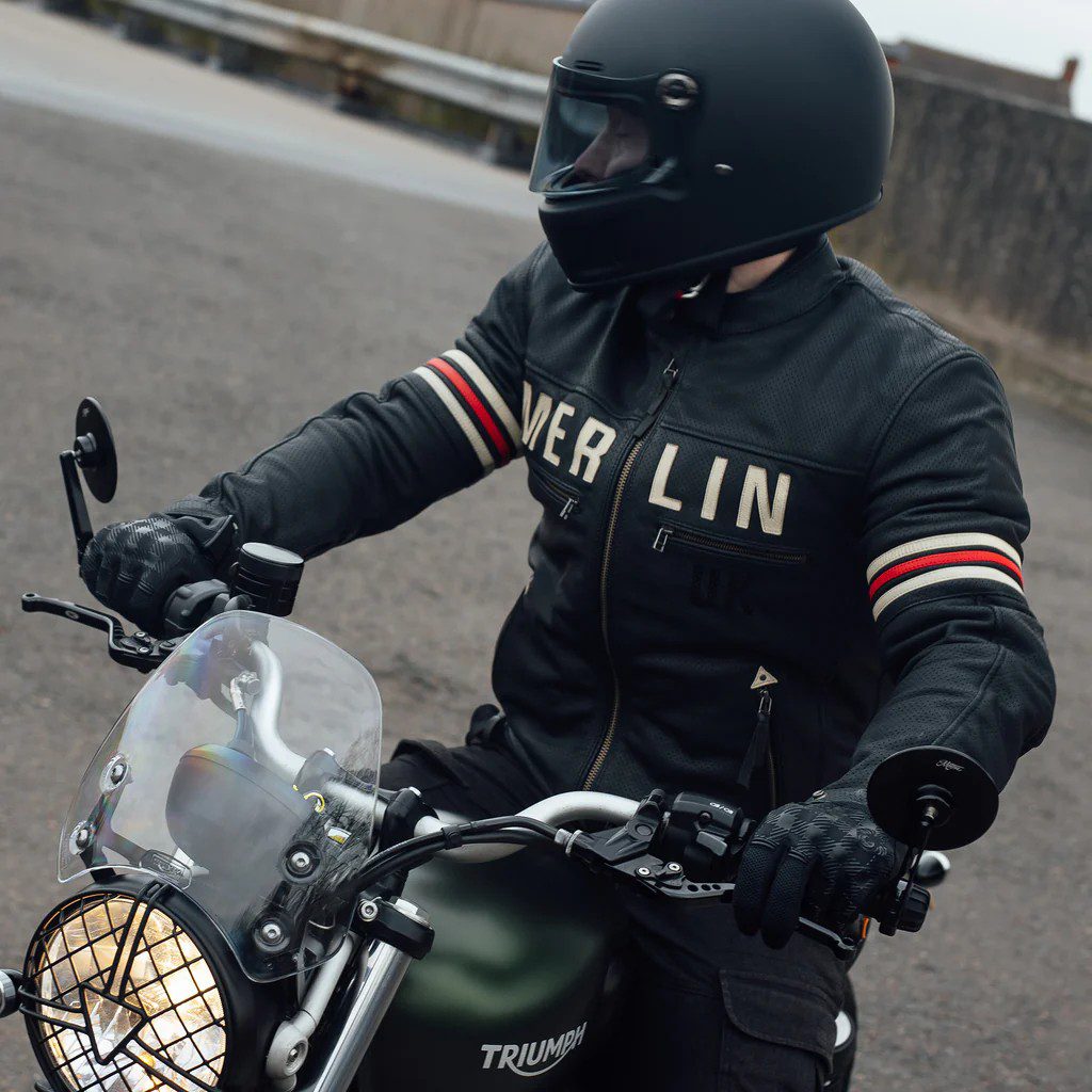 Merlin Revival D3O Leather Motorcycle Jacket - Black Vintage Lifestyle 3