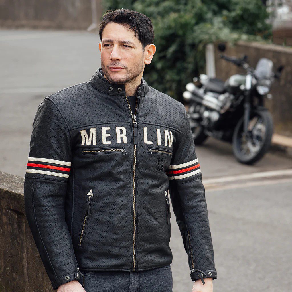 Merlin Revival D3O Leather Motorcycle Jacket - Black Vintage Lifestyle 5