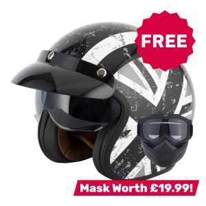 Vcan H589 Black Motorcycle Jack Helmet - Black