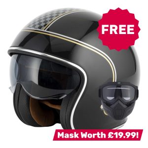 Vcan H589 Chequer Motorcycle Helmet - Black