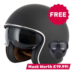 Vcan H589 Classic Motorcycle Helmet - Matt Black