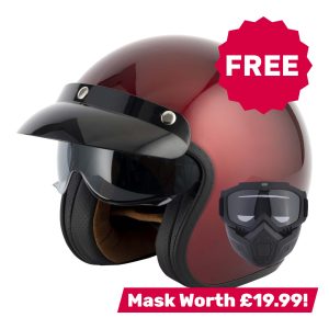 Vcan H589 Plain Motorcycle Helmet - Burgundy