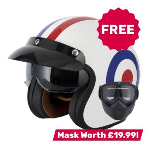 Vcan H589 Roundel Motorcycle Helmet - White/Red/Blue