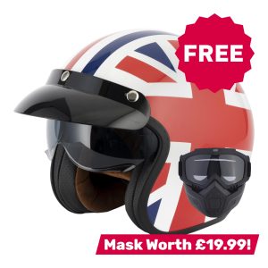 Vcan H589 Union Jack Motorcycle Helmet - Red/White/Blue