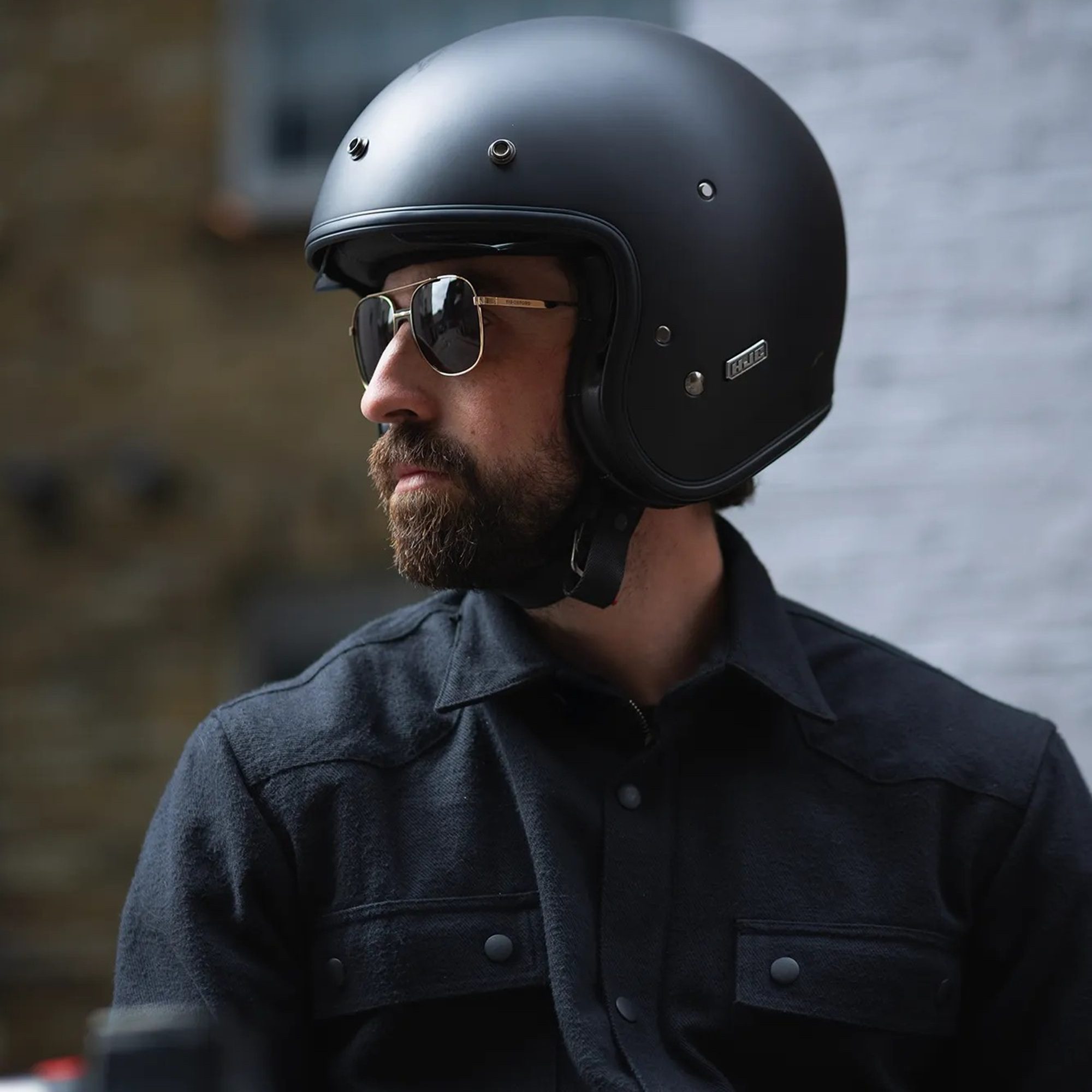Oxford Force One Motorcycle Sunglasses Gold Metal Brown Lens Lifestyle 3