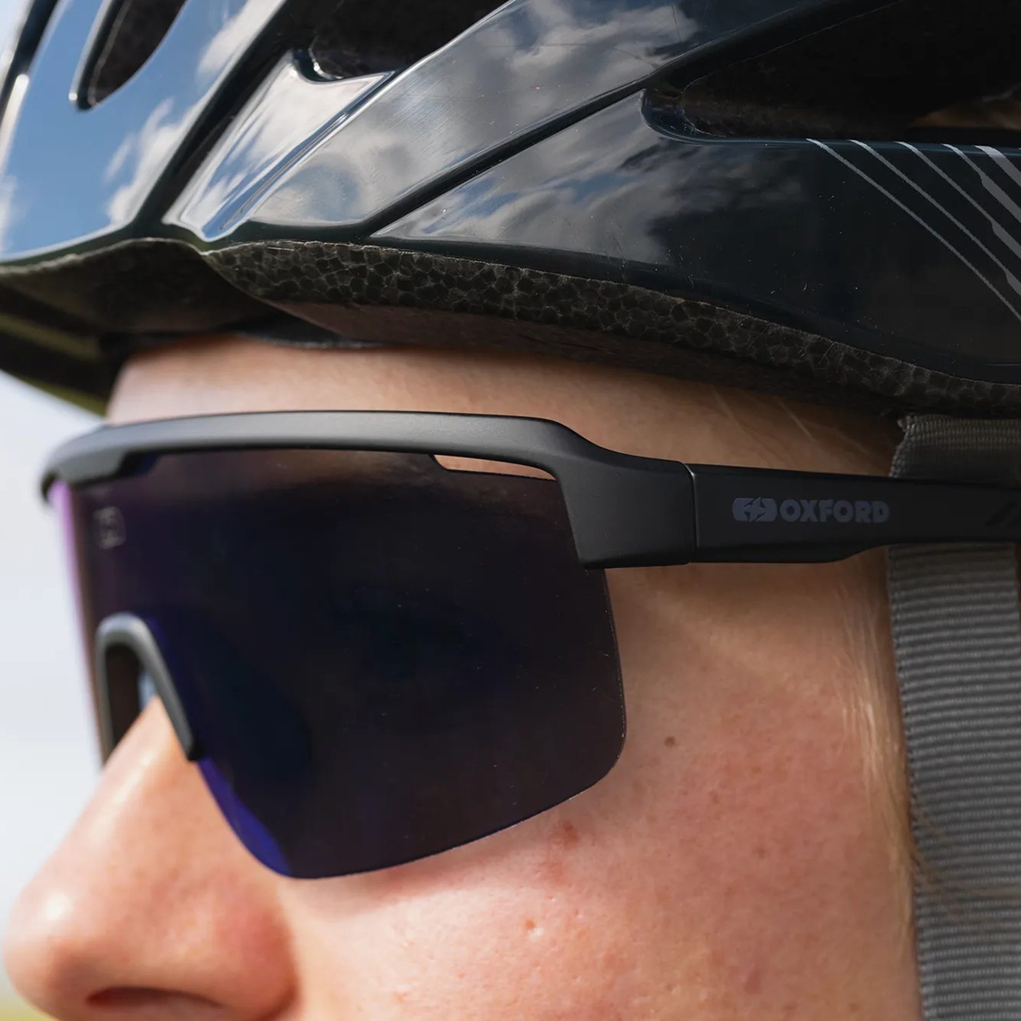 Oxford Pave Motorcycle Sunglasses Black Blue Mirror Lens Lifestyle 8