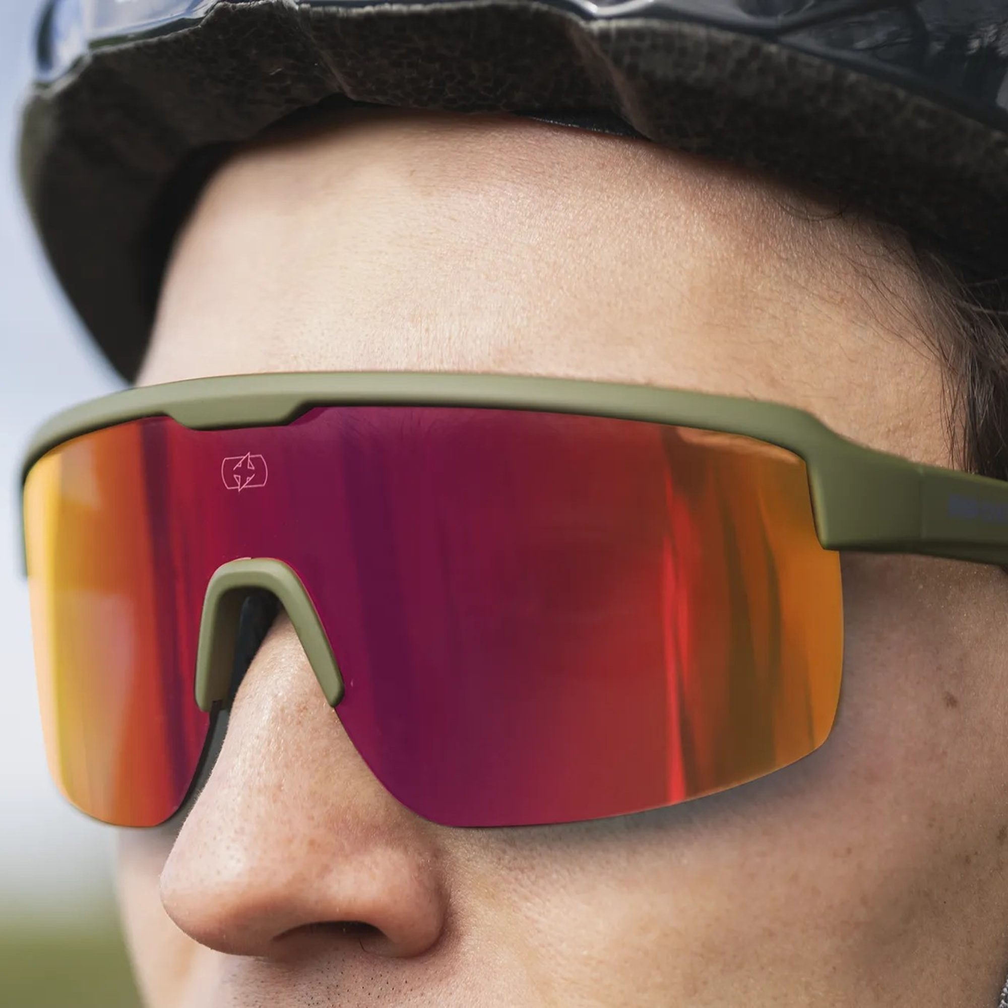 Oxford Pave Motorcycle Sunglasses Green Orange Mirror Lens Lifestyle 3