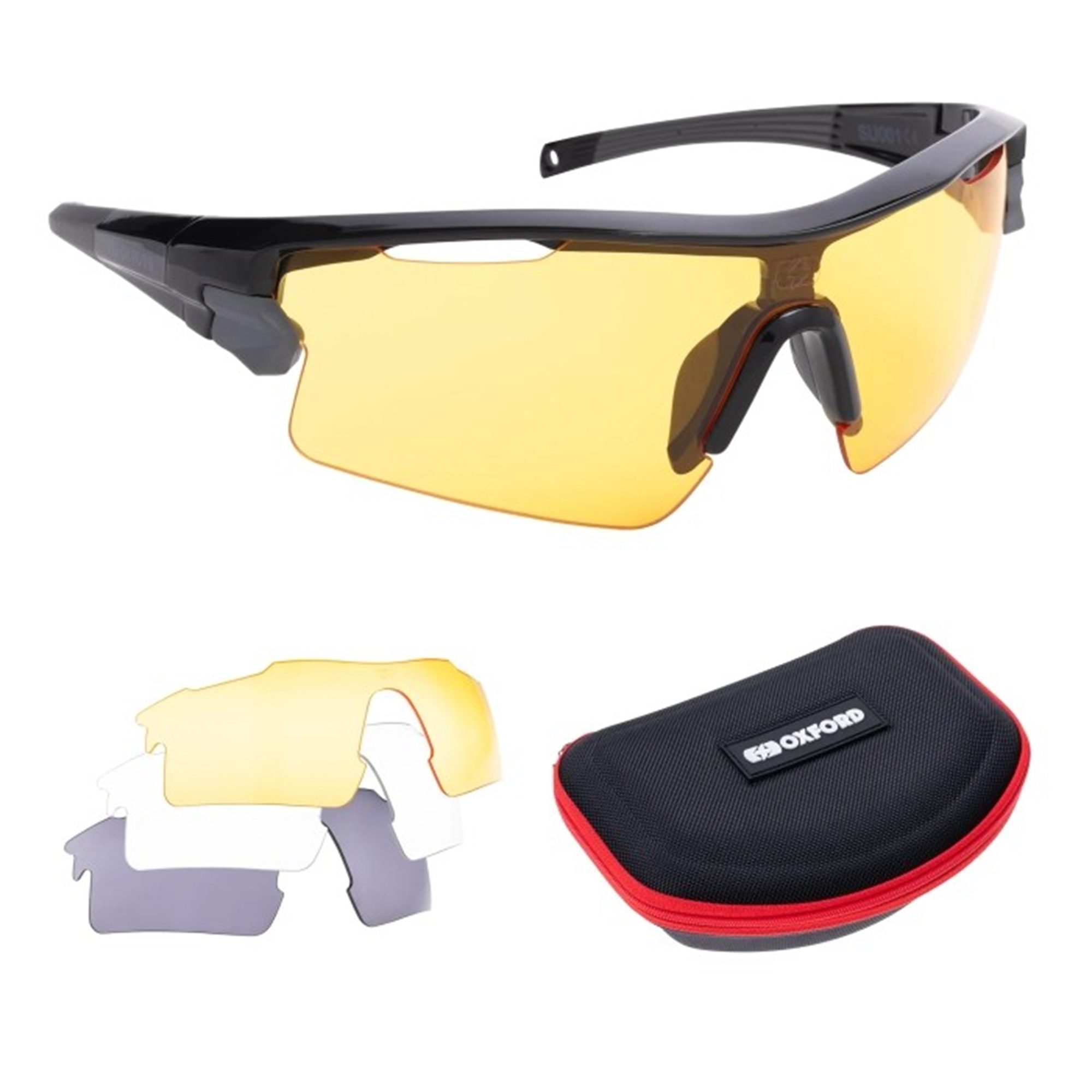 Oxford Sector Multi-Lens Motorcycle Sunglasses - Clear Smoke Yellow Lens 1