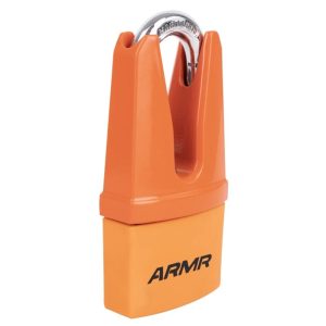 ARMR Hasp Motorcycle Disc Lock Alarm - Orange 1