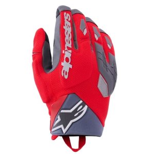 Alpinestars Durack Motorcycle Gloves - Bright Red Mid Grey 1