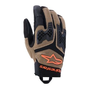 Alpinestars Manti Air Motorcycle Gloves Dark Khaki Black Orange Fluo 1