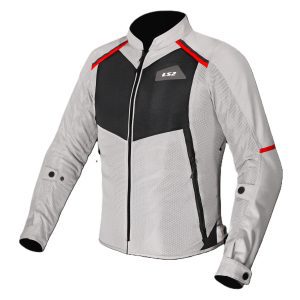 LS2 Breeze Women's Motorcycle Jacket Grey Black Red 1