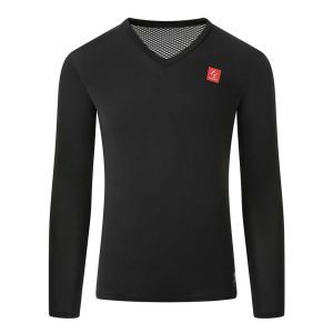 Zerofit Iceskin V-Neck Long Sleeve Motorcycle Base Layer Top - Black 1