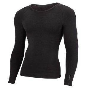 Zerofit Ultimate Heatrub Crew Neck Long Sleeve Motorcycle Base Layer Top - Black 1